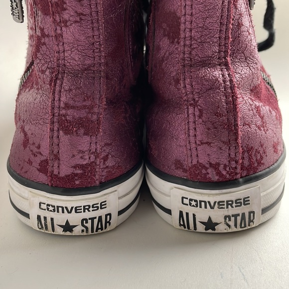 CONVERSE•ALL STAR•LEATHER•BURGUNDY HI TOPS - Picture 8 of 10